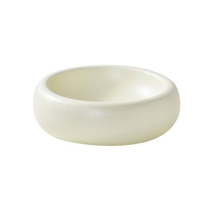 Cream donut-shaped ceramic pet bowl